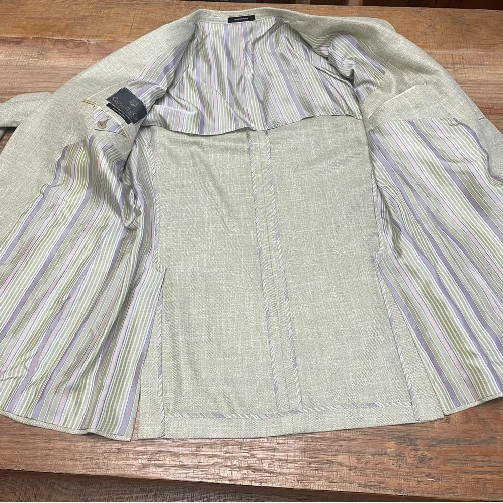 Carroll & Co Men’s 44 Tall light green bamboo sports coat suit jacket summer